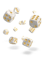 Oakie Doakie Dice D6 Dice 12 mm Marble - White (36) - Oakie Doakie Dice