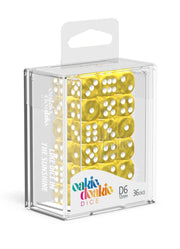 Oakie Doakie Dice D6 Dice 12 mm Marble - Yellow (36) - Oakie Doakie Dice