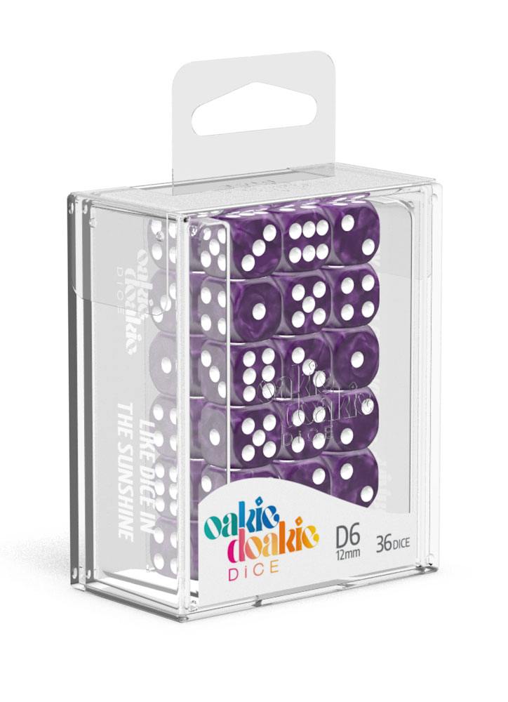 Oakie Doakie Dice D6 Dice 12 mm Marble - Purple (36) - Oakie Doakie Dice