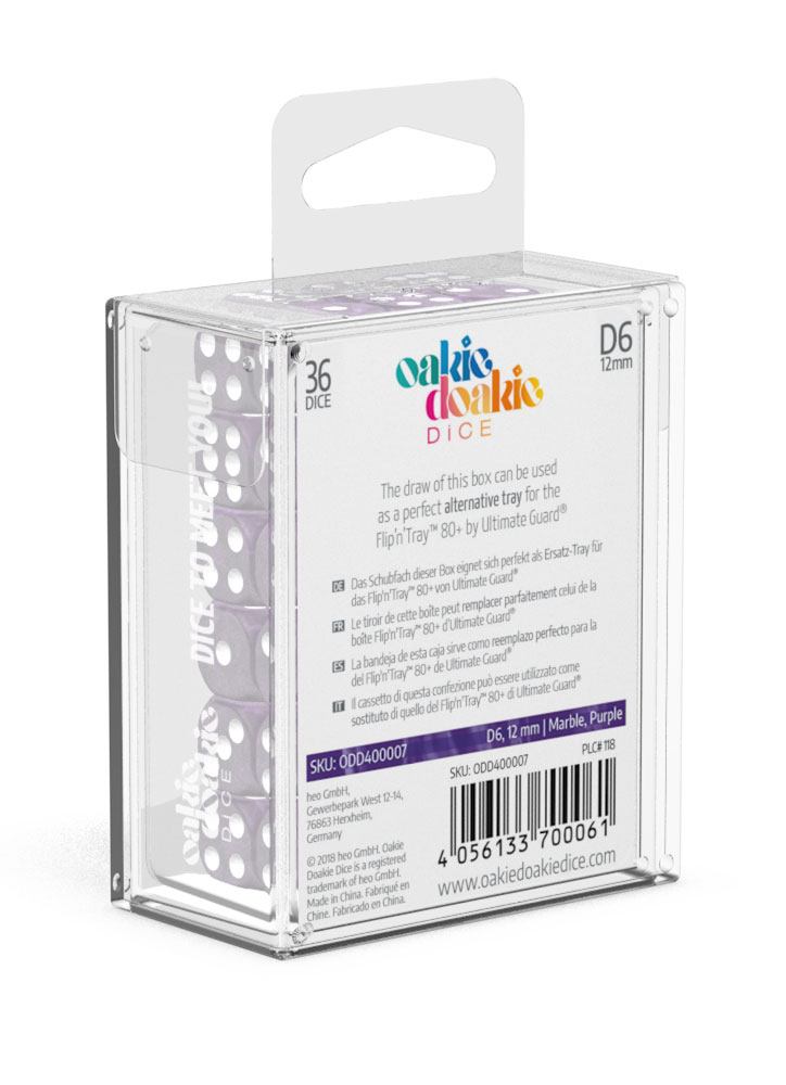 Oakie Doakie Dice D6 Dice 12 mm Marble - Purple (36) - Oakie Doakie Dice