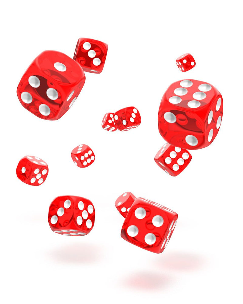 Oakie Doakie Dice D6 Dice 12 mm Translucent - Red (36) - Oakie Doakie Dice