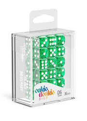Oakie Doakie Dice D6 Dice 12 mm Translucent - Green (36) - Oakie Doakie Dice