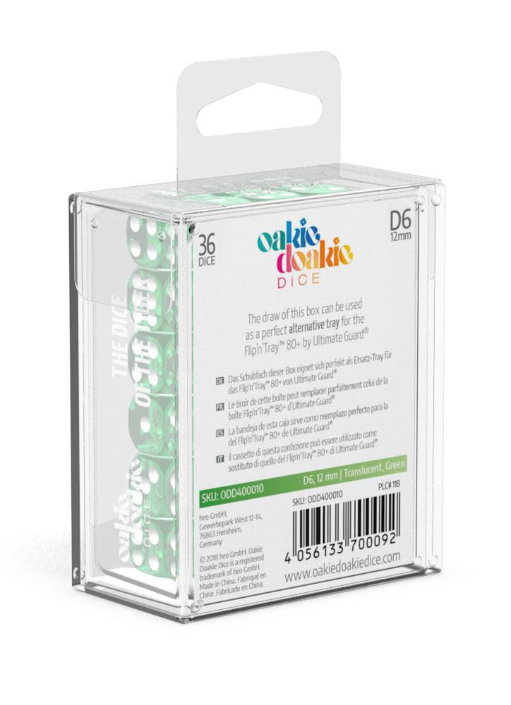 Oakie Doakie Dice D6 Dice 12 mm Translucent - Green (36) - Oakie Doakie Dice