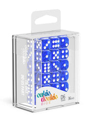 Oakie Doakie Dice D6 Dice 12 mm Translucent - Blue (36) - Oakie Doakie Dice