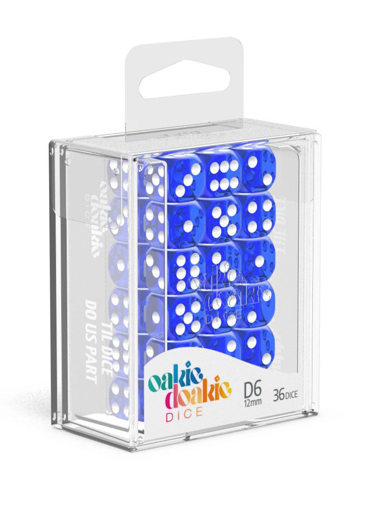 Oakie Doakie Dice D6 Dice 12 mm Translucent - Blue (36) - Oakie Doakie Dice