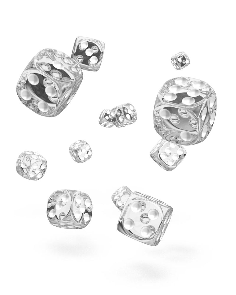 Oakie Doakie Dice D6 Dice 12 mm Translucent - Clear (36) - Oakie Doakie Dice