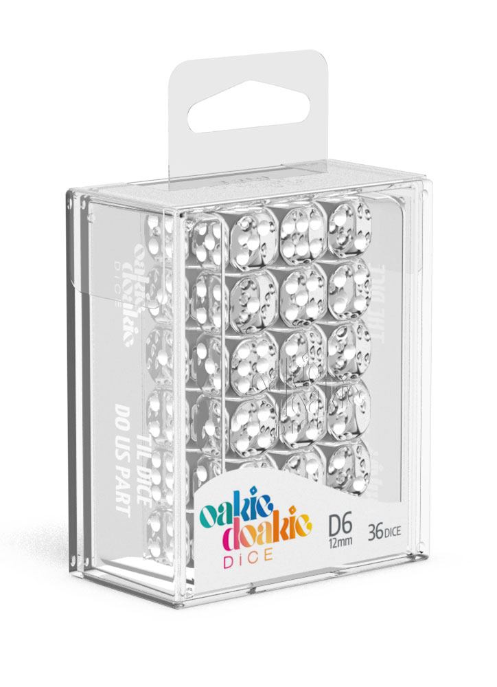 Oakie Doakie Dice D6 Dice 12 mm Translucent - Clear (36) - Oakie Doakie Dice