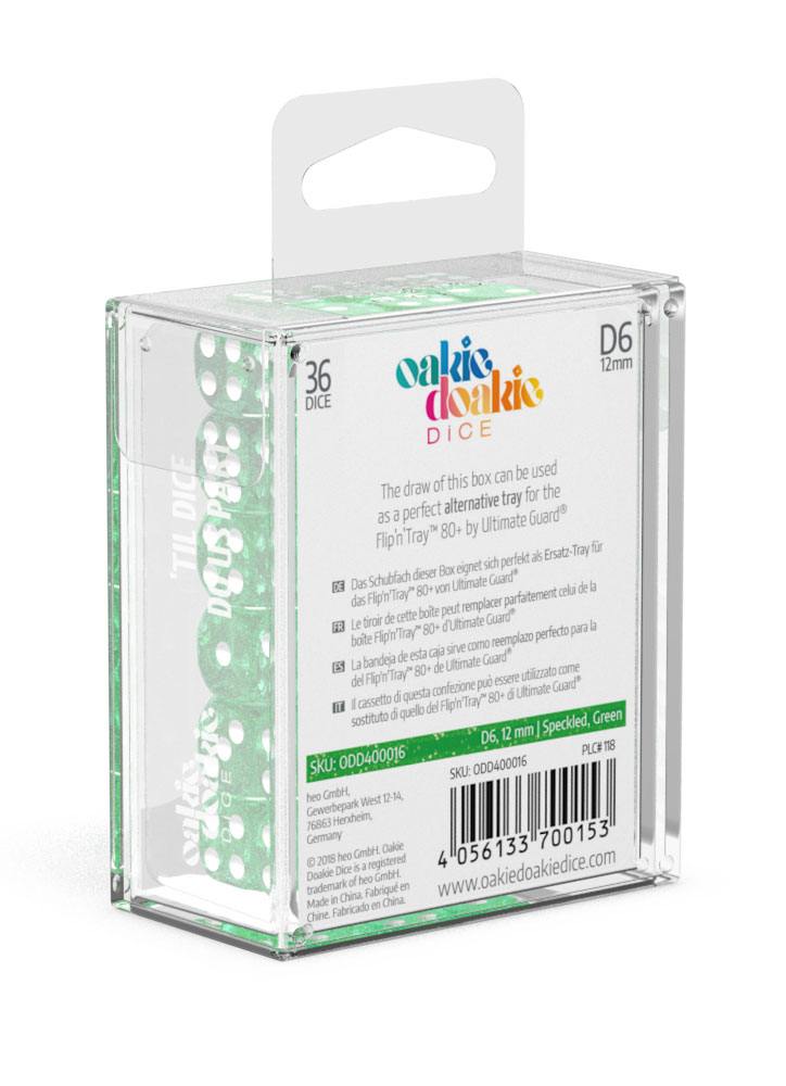 Oakie Doakie Dice D6 Dice 12 mm Speckled - Green (36) - Oakie Doakie Dice