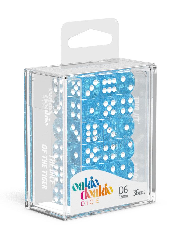Oakie Doakie Dice D6 Dice 12 mm Speckled - Light Blue (36) - Oakie Doakie Dice