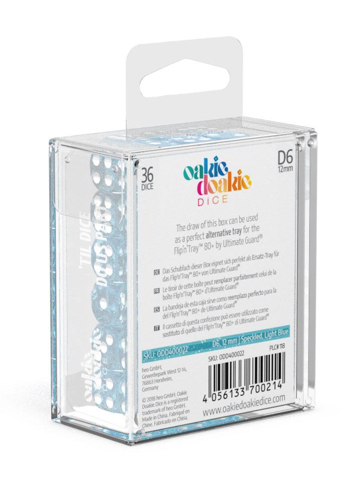 Oakie Doakie Dice D6 Dice 12 mm Speckled - Light Blue (36) - Oakie Doakie Dice