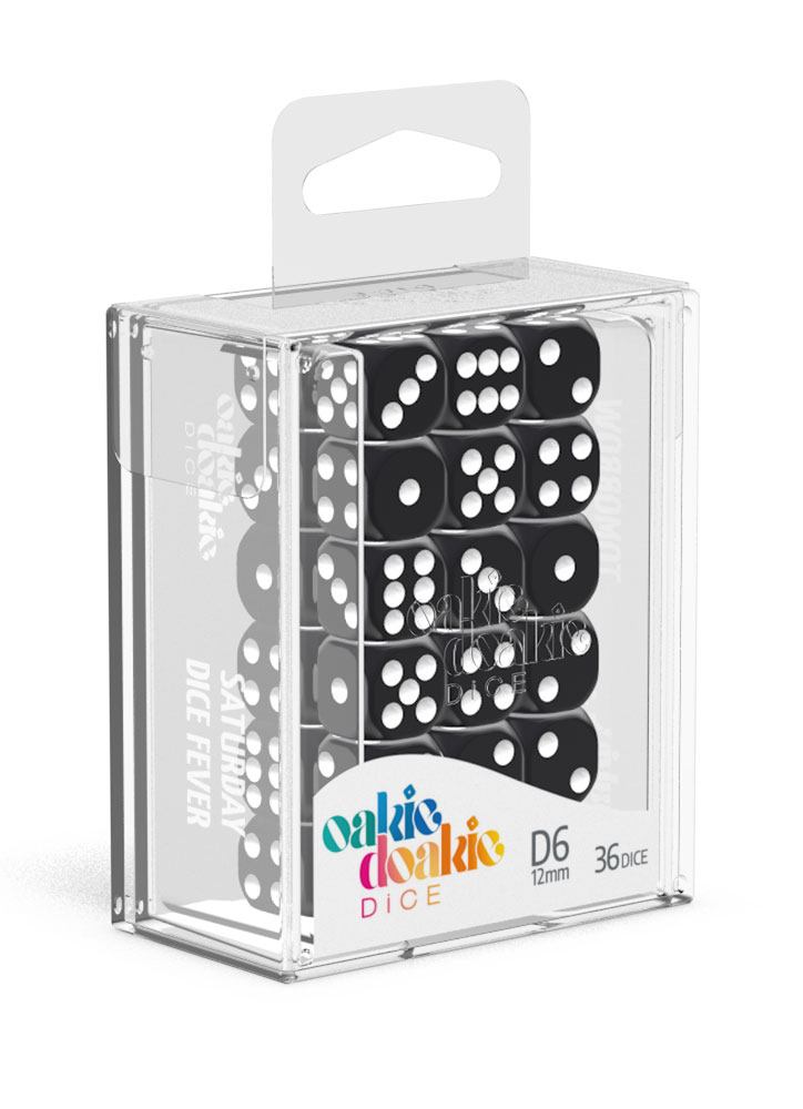 Oakie Doakie Dice D6 Dice 12 mm Solid - Black (36) - Oakie Doakie Dice