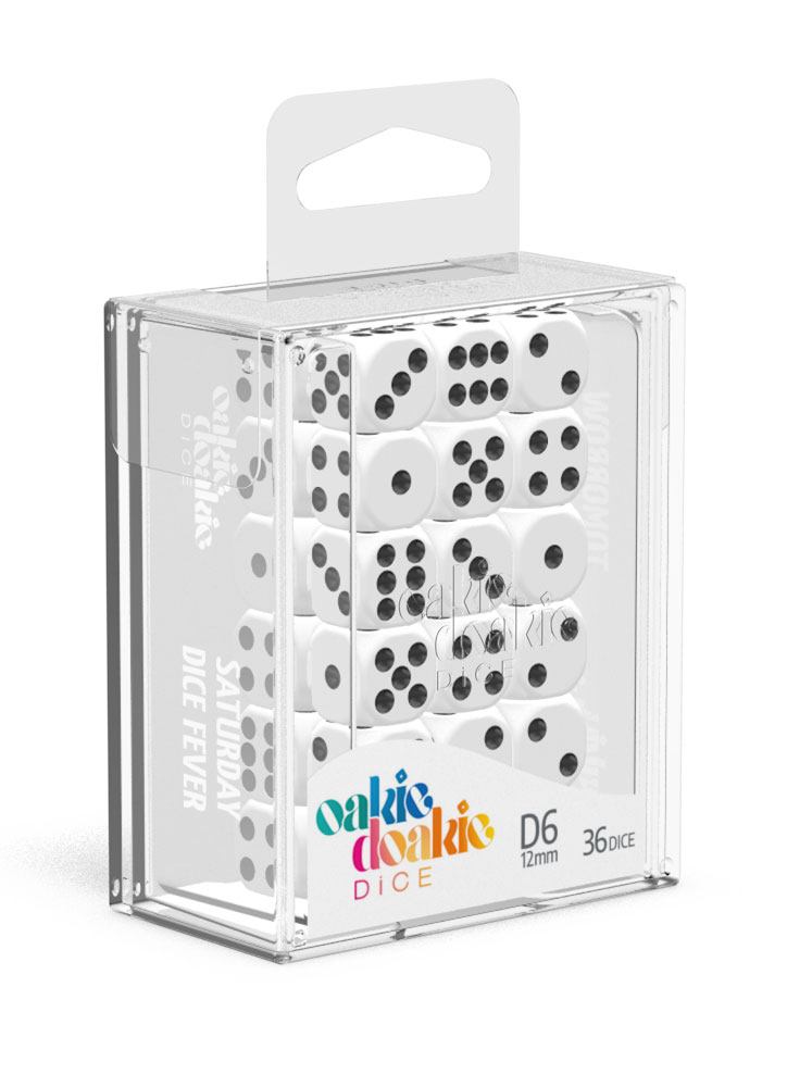 Oakie Doakie Dice D6 Dice 12 mm Solid - White (36) - Oakie Doakie Dice