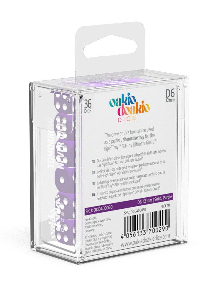 Oakie Doakie Dice D6 Dice 12 mm Solid - Purple (36) - Oakie Doakie Dice