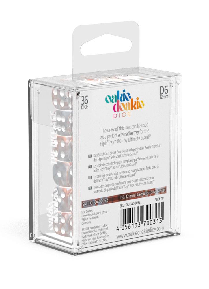 Oakie Doakie Dice D6 Dice 12 mm Gemidice - Silver-Rust (36) - Oakie Doakie Dice