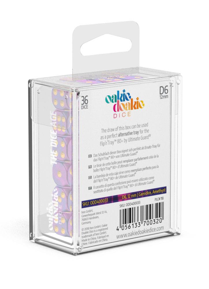 Oakie Doakie Dice D6 Dice 12 mm Gemidice - Amethyst (36) - Oakie Doakie Dice