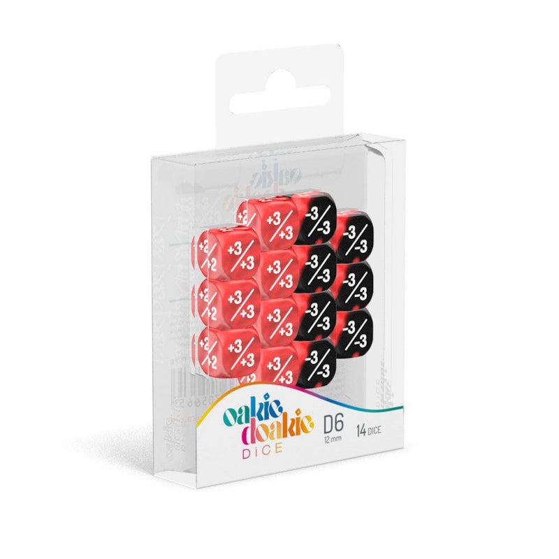 Oakie Doakie Dice D6 Dice 12 mm Marble/Gemidice Positive & Negative - Red (14) - Oakie Doakie Dice