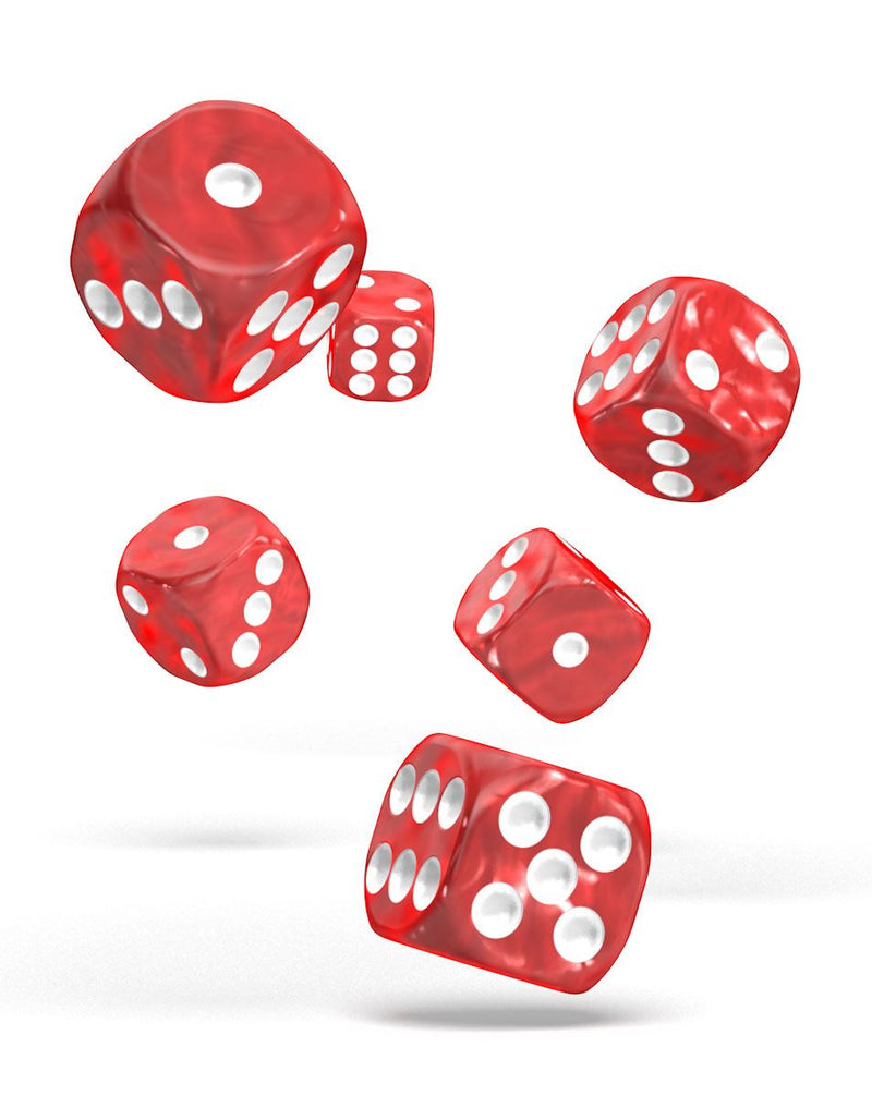 Oakie Doakie Dice D6 Dice 16 mm Marble - Red (12) - Oakie Doakie Dice