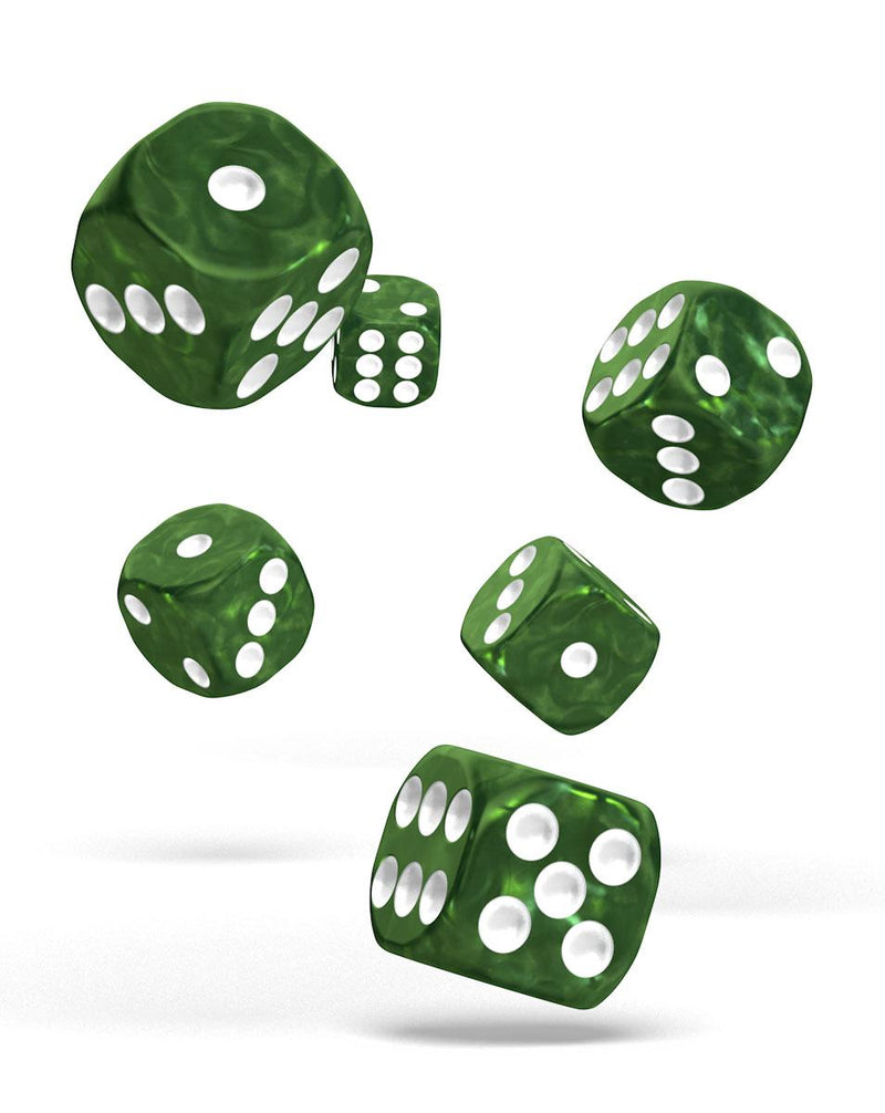 Oakie Doakie Dice D6 Dice 16 mm Marble - Green (12) - Oakie Doakie Dice