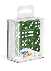 Oakie Doakie Dice D6 Dice 16 mm Marble - Green (12) - Oakie Doakie Dice