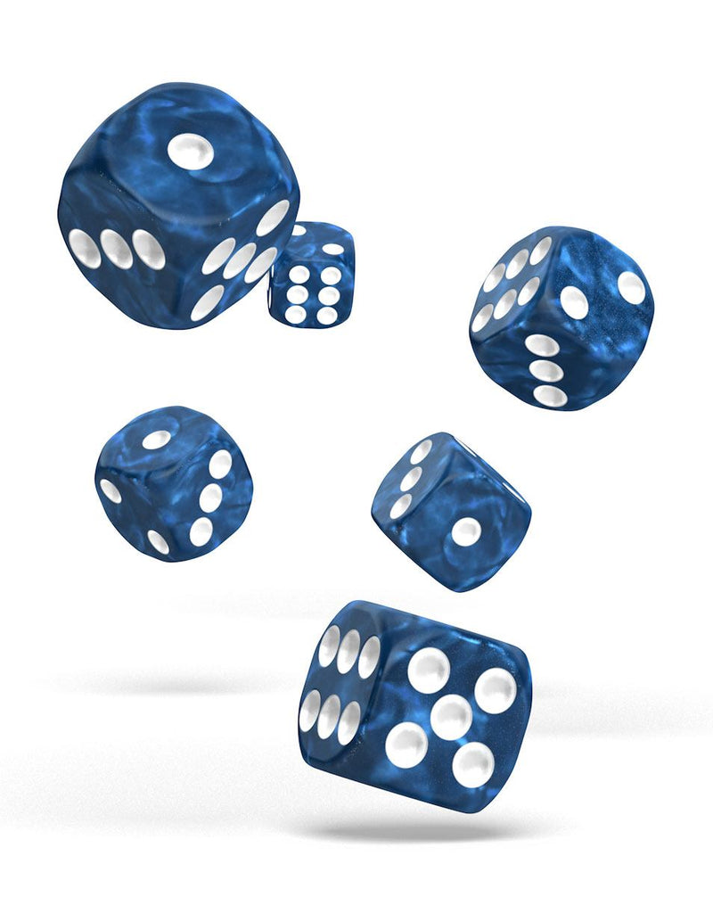 Oakie Doakie Dice D6 Dice 16 mm Marble - Blue (12) - Oakie Doakie Dice