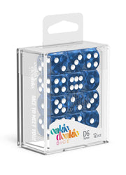 Oakie Doakie Dice D6 Dice 16 mm Marble - Blue (12) - Oakie Doakie Dice