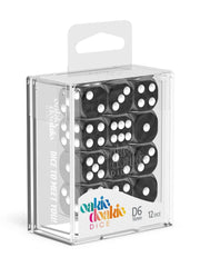 Oakie Doakie Dice D6 Dice 16 mm Marble - Black (12) - Oakie Doakie Dice