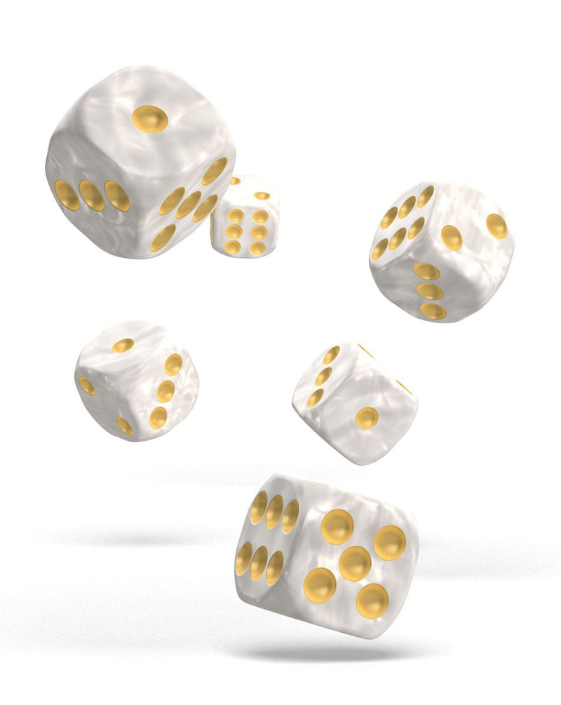 Oakie Doakie Dice D6 Dice 16 mm Marble - White (12) - Oakie Doakie Dice
