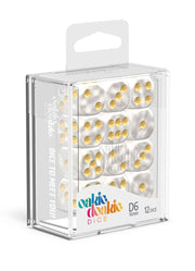 Oakie Doakie Dice D6 Dice 16 mm Marble - White (12) - Oakie Doakie Dice