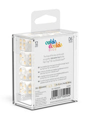 Oakie Doakie Dice D6 Dice 16 mm Marble - White (12) - Oakie Doakie Dice