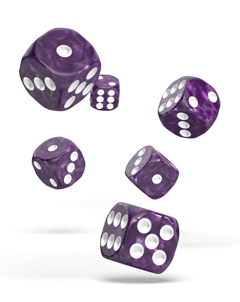 Oakie Doakie Dice D6 Dice 16 mm Marble - Purple (12) - Oakie Doakie Dice