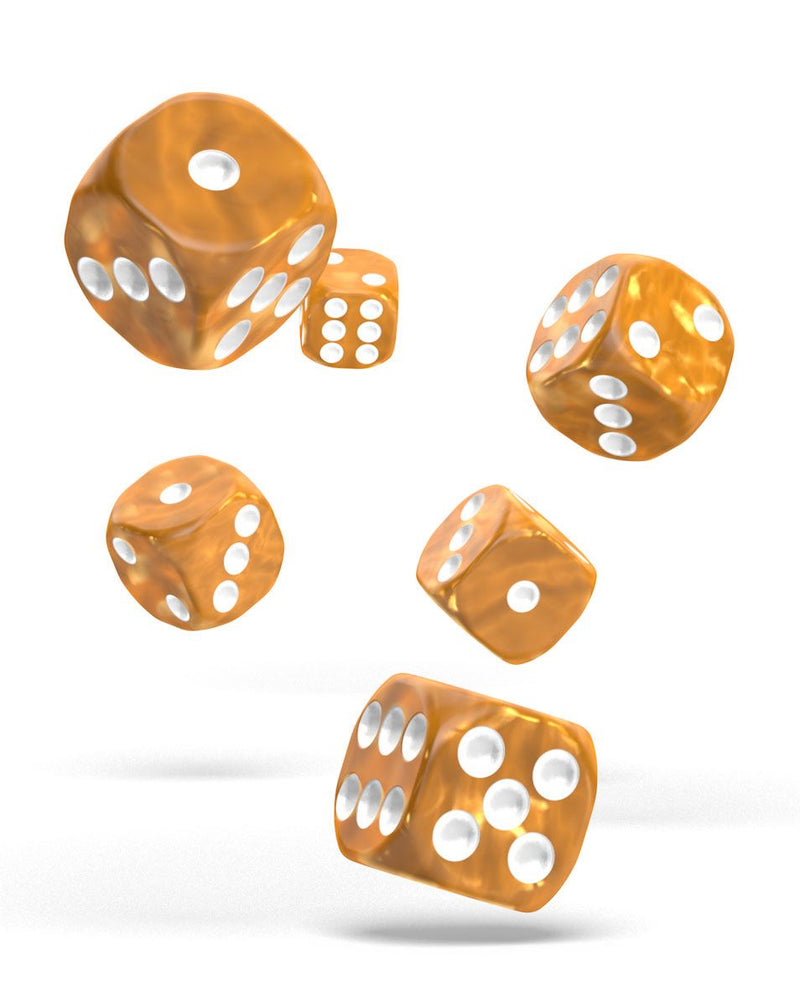 Oakie Doakie Dice D6 Dice 16 mm Marble - Orange (12) - Oakie Doakie Dice