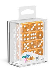 Oakie Doakie Dice D6 Dice 16 mm Marble - Orange (12) - Oakie Doakie Dice