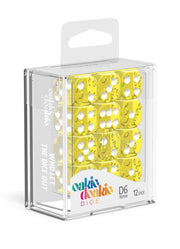 Oakie Doakie Dice D6 Dice 16 mm Translucent - Yellow (12) - Oakie Doakie Dice