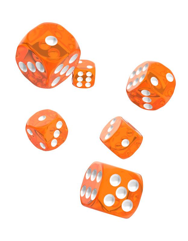 Oakie Doakie Dice D6 Dice 16 mm Translucent - Orange (12) - Oakie Doakie Dice