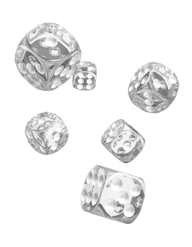 Oakie Doakie Dice D6 Dice 16 mm Translucent - Clear (12) - Oakie Doakie Dice