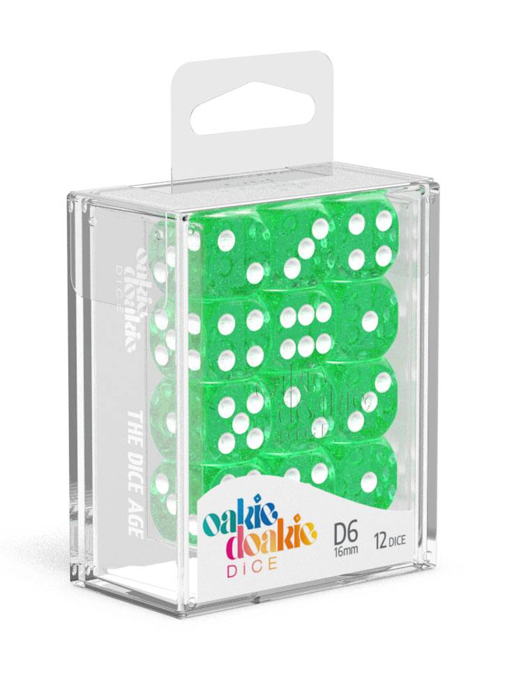 Oakie Doakie Dice D6 Dice 16 mm Speckled - Green (12) - Oakie Doakie Dice