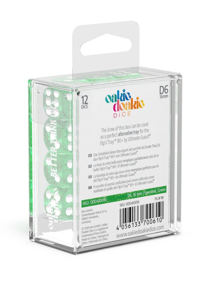 Oakie Doakie Dice D6 Dice 16 mm Speckled - Green (12) - Oakie Doakie Dice