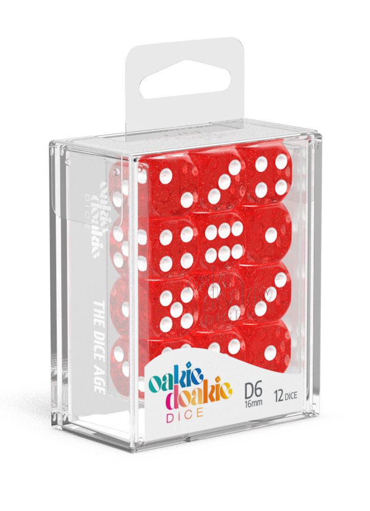 Oakie Doakie Dice D6 Dice 16 mm Speckled - Red (12) - Oakie Doakie Dice