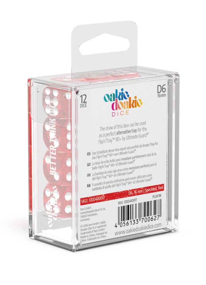 Oakie Doakie Dice D6 Dice 16 mm Speckled - Red (12) - Oakie Doakie Dice