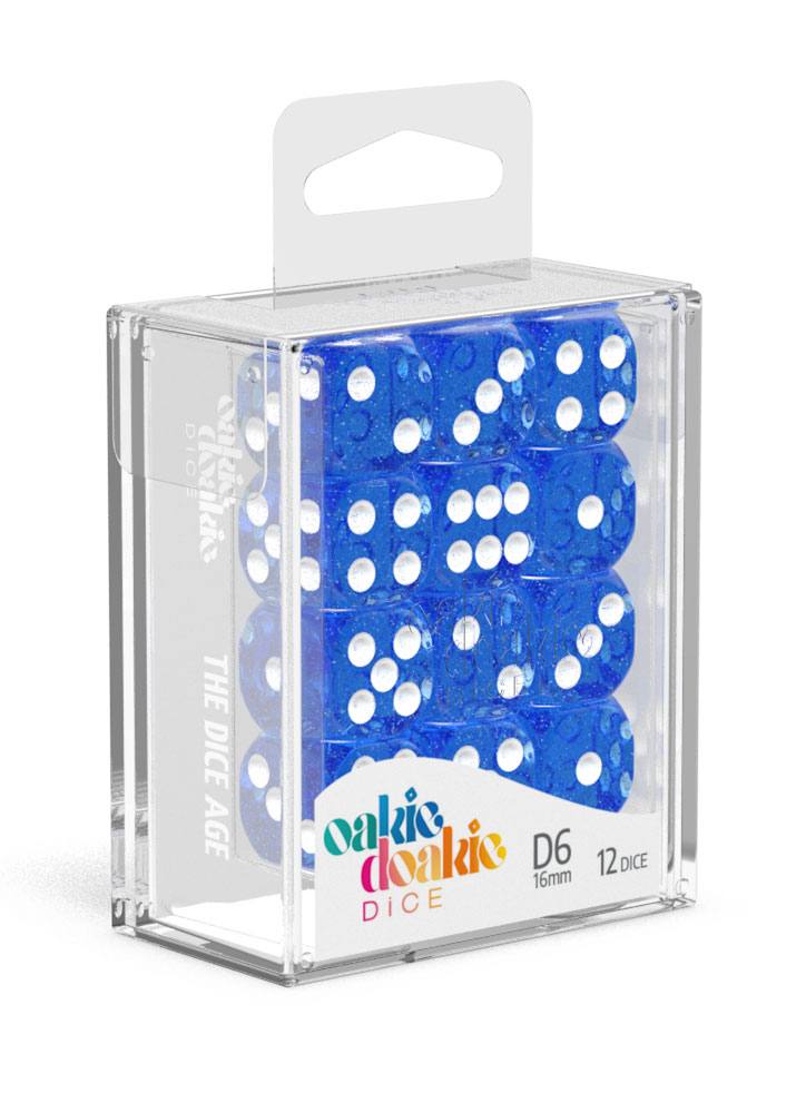 Oakie Doakie Dice D6 Dice 16 mm Speckled - Blue (12) - Oakie Doakie Dice