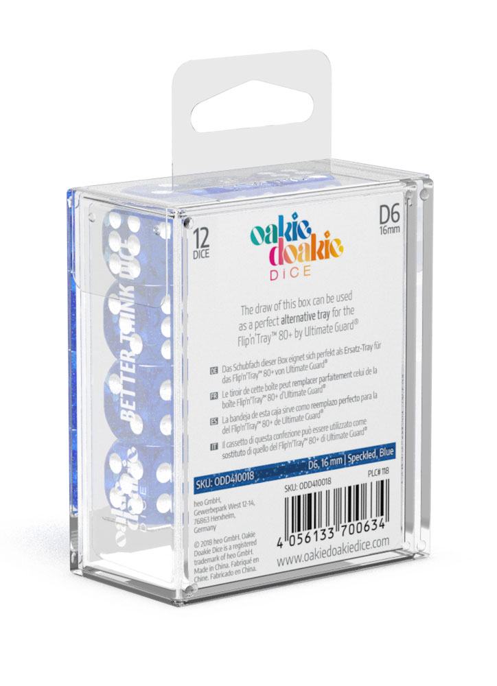 Oakie Doakie Dice D6 Dice 16 mm Speckled - Blue (12) - Oakie Doakie Dice