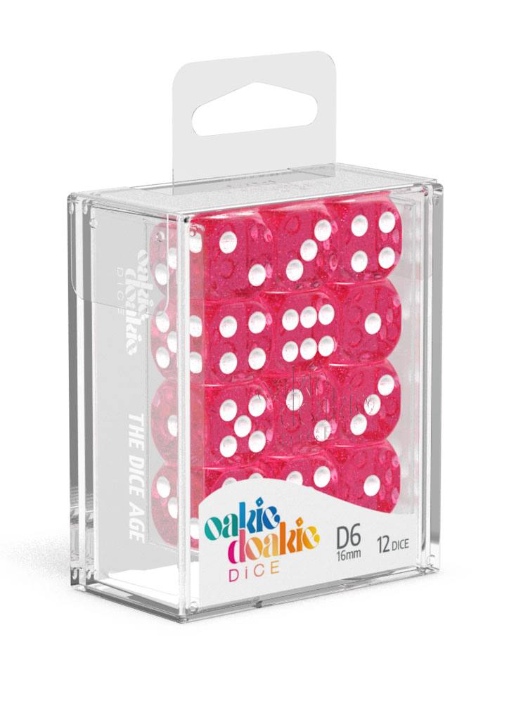 Oakie Doakie Dice D6 Dice 16 mm Speckled - Pink (12) - Oakie Doakie Dice