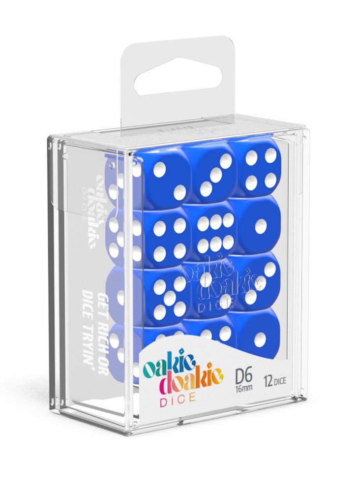 Oakie Doakie Dice D6 Dice 16 mm Solid - Blue (12) - Oakie Doakie Dice