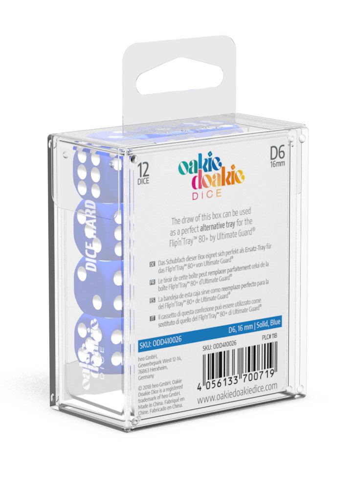 Oakie Doakie Dice D6 Dice 16 mm Solid - Blue (12) - Oakie Doakie Dice