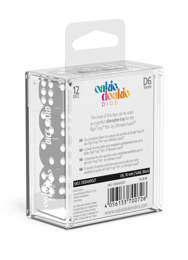 Oakie Doakie Dice D6 Dice 16 mm Solid - Black (12) - Oakie Doakie Dice