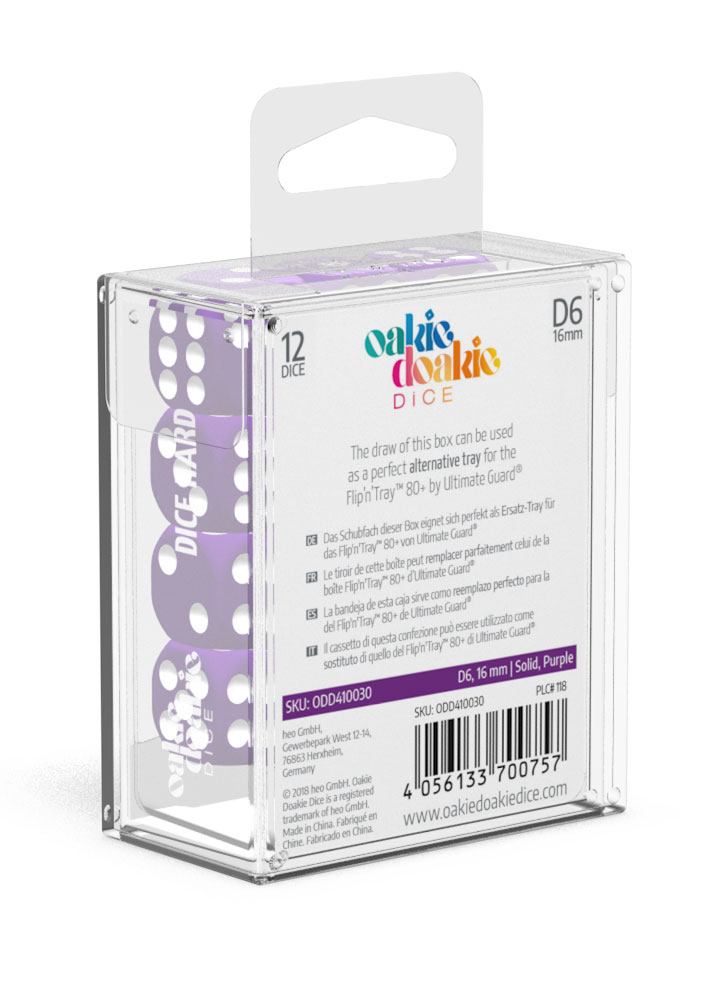 Oakie Doakie Dice D6 Dice 16 mm Solid - Purple (12) - Oakie Doakie Dice