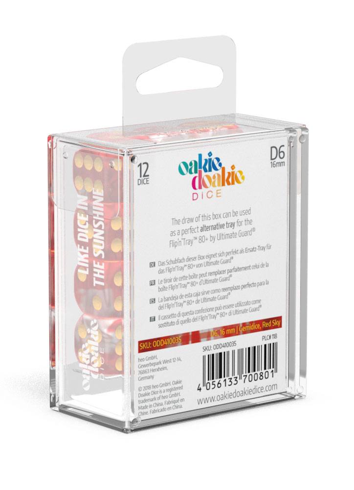 Oakie Doakie Dice D6 Dice 16 mm Gemidice - Red Sky (12) - Oakie Doakie Dice
