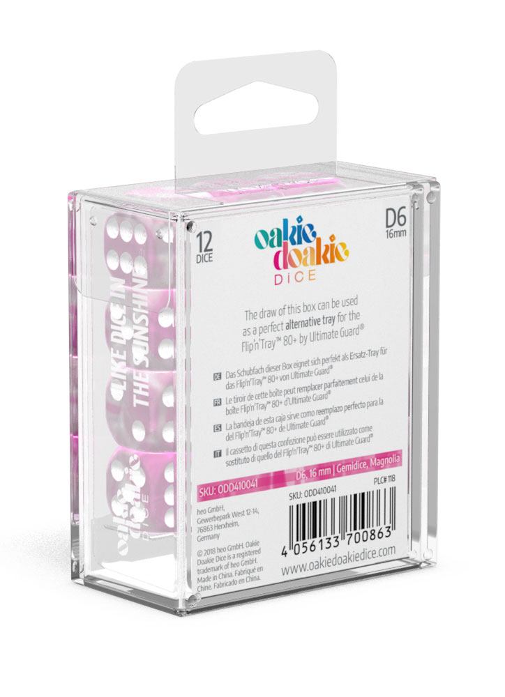 Oakie Doakie Dice D6 Dice 16 mm Gemidice - Magnolia (12) - Oakie Doakie Dice