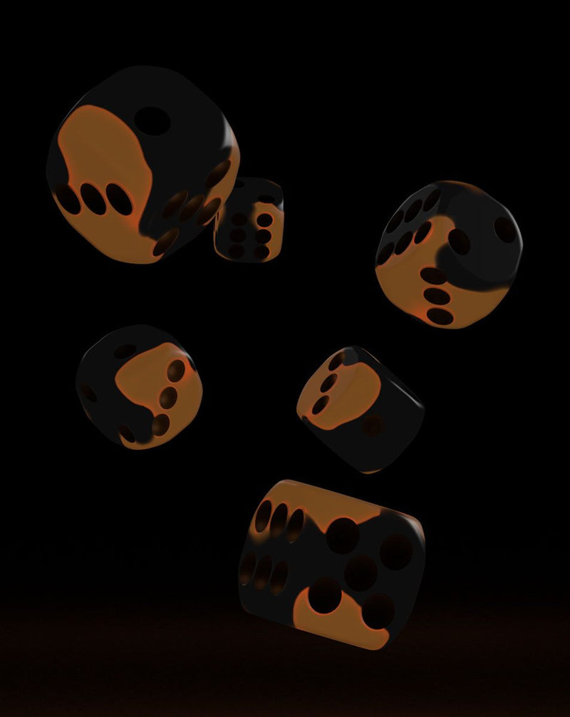 Oakie Doakie Dice D6 Dice 16 mm Glow in the Dark - Lava (12) - Oakie Doakie Dice