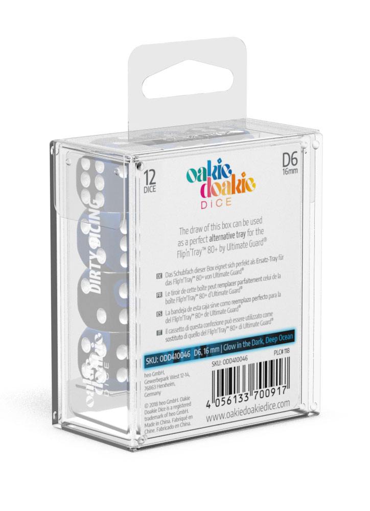 Oakie Doakie Dice D6 Dice 16 mm Glow in the Dark - Deep Ocean (12) - Oakie Doakie Dice